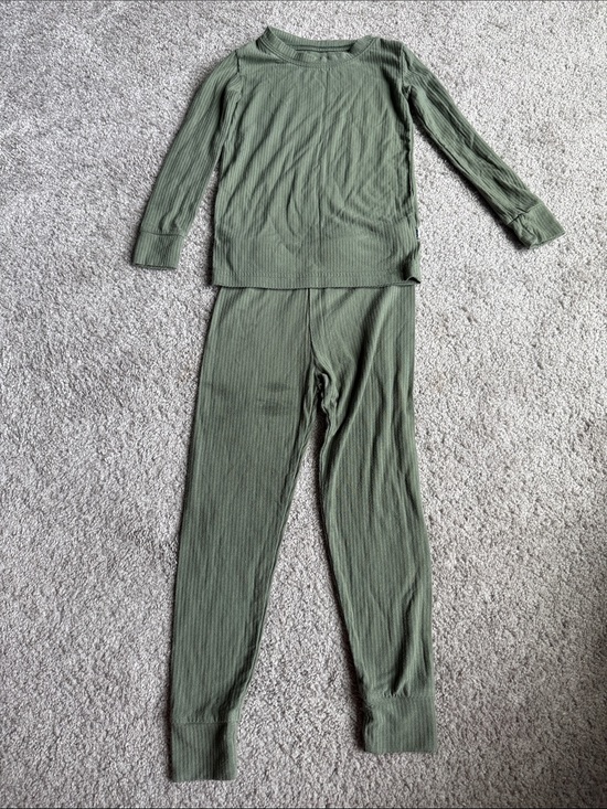 Little Sleepies Other - Little Sleepies Olive Green Ribbed Long Sleeve Pajama Set